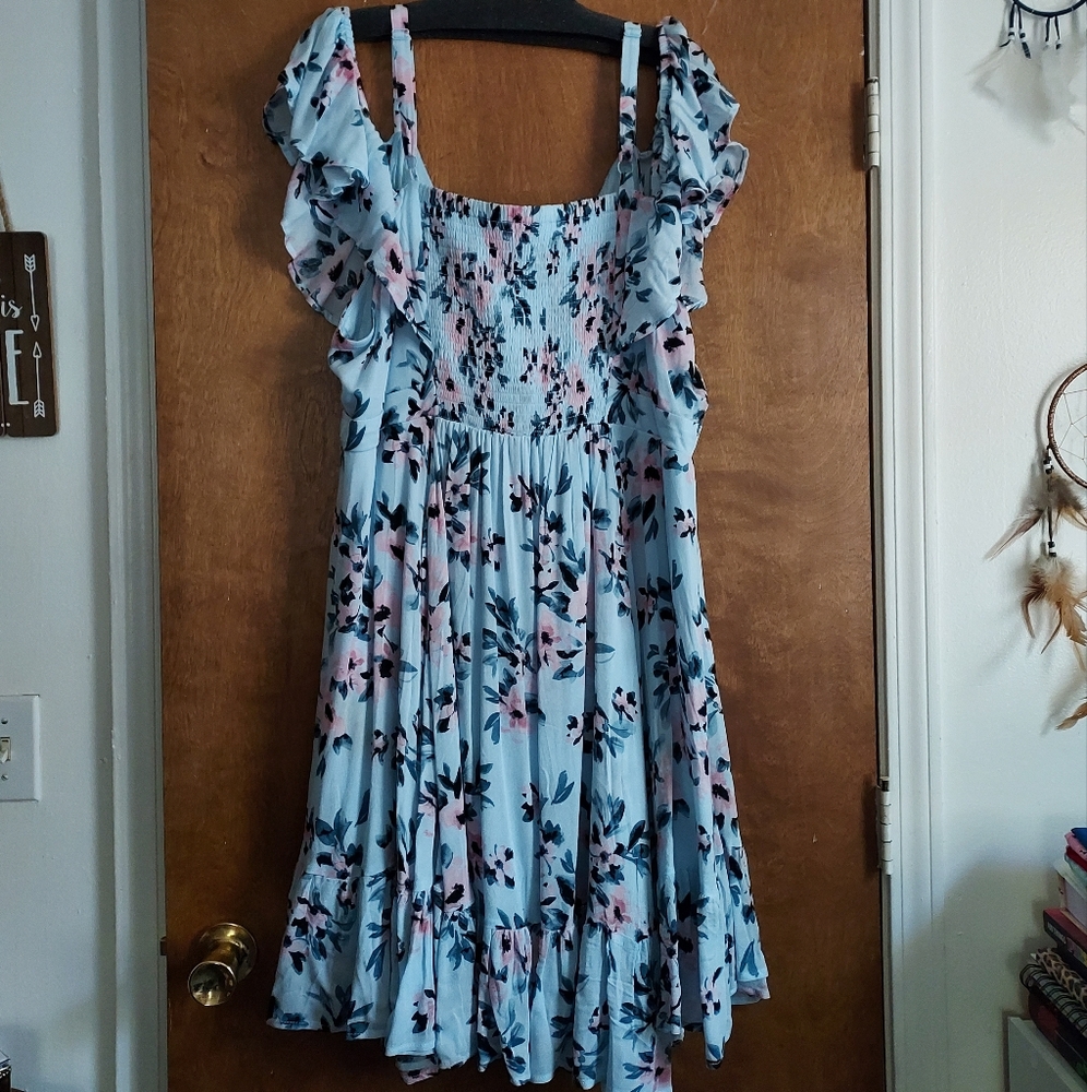torrid Light Blue Floral Ruffle Dress - Picture 7 of 13